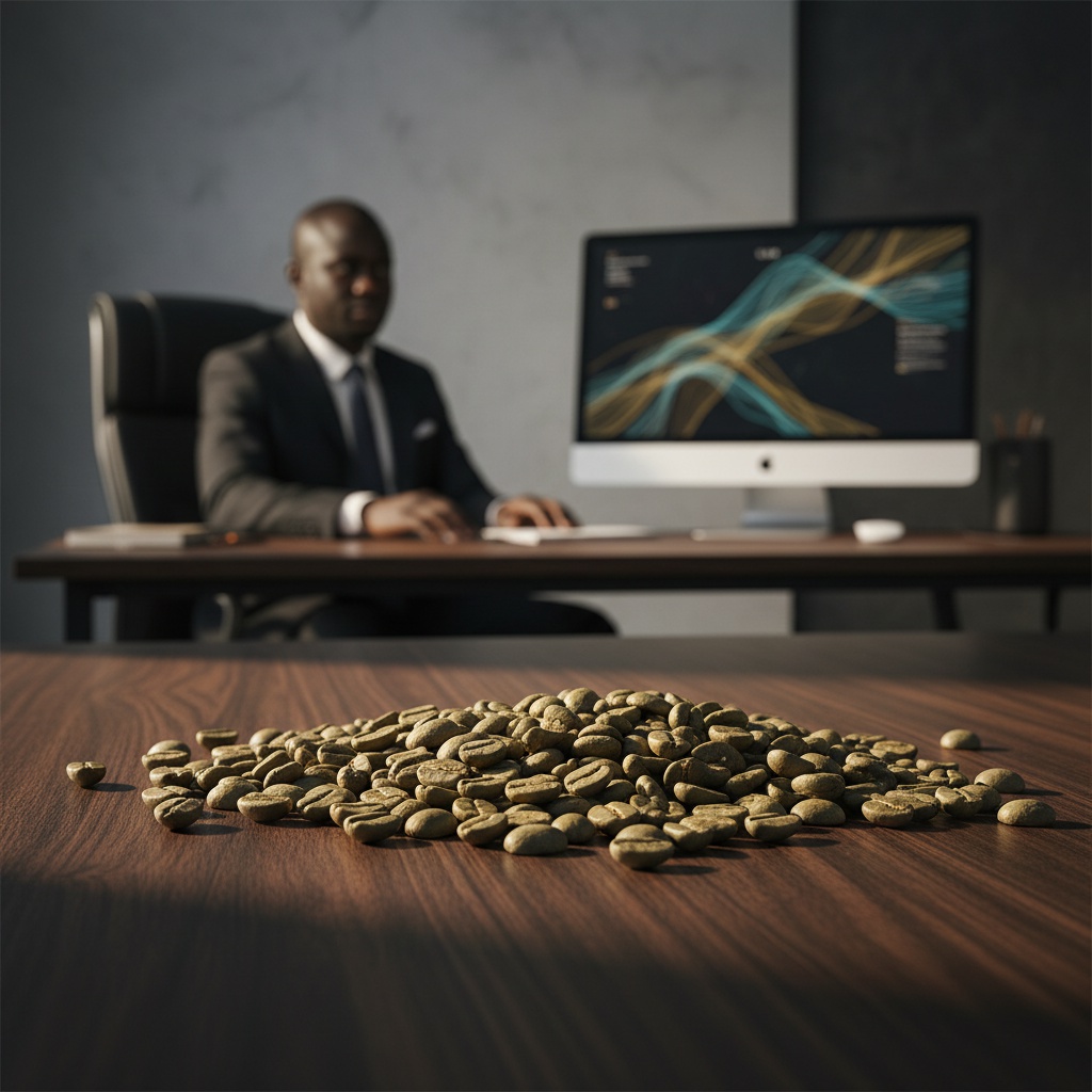 Green coffee beans prepared for buyer evaluation