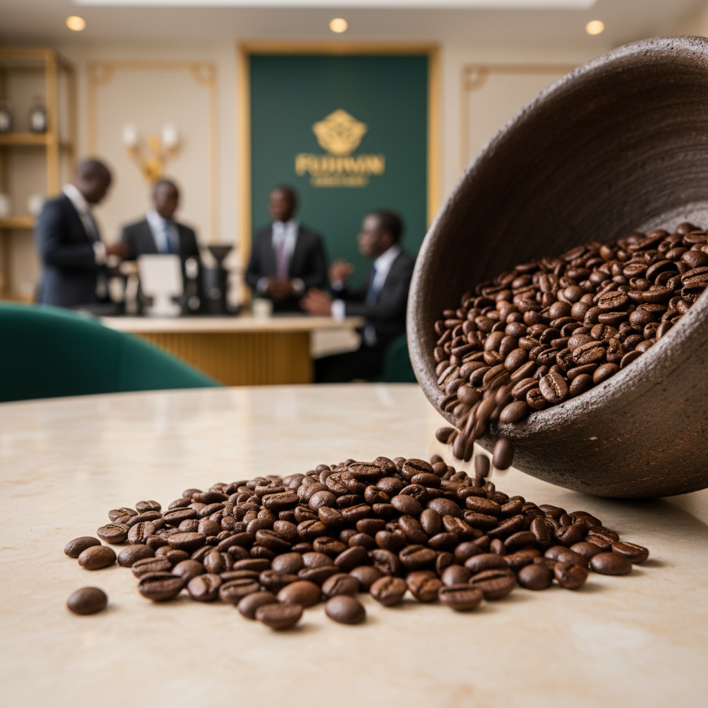 Coffee cherries and green coffee at Kenyan origin
